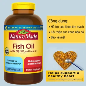 Công dụng Dầu cá Omega 3 fish oil 1200mg Nature Made 300 viên của Mỹ