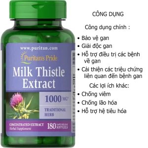 Công dụng Viên uống giải độc gan milk thistle Extract 1000mg 180 viên của Mỹ