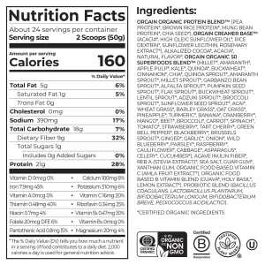Thành phần Bột Protein hữu cơ 50 Superfoods 1.22kg hương chocolate của Mỹ