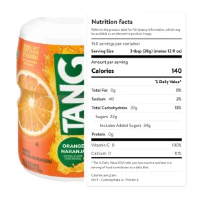 Thành phần Bột cam Tang Orange Naranja 566g của Mỹ