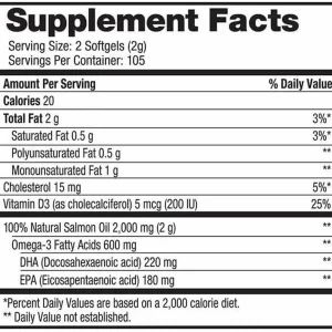 Thành phần Viên dầu cá hồi omega 3 alaska Salmon Oil 1000mg 210 viên Mỹ