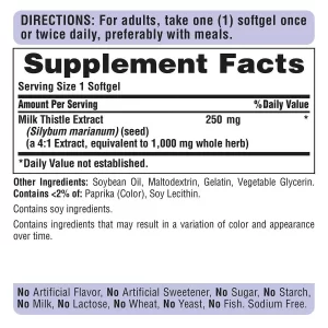 Thành phần Viên uống giải độc gan milk thistle Extract 1000mg 180 viên của Mỹ