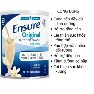 Công dụng Sữa bột Ensure Original hương vani 400g của Mỹ