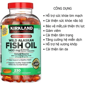 Công dụng Viên dầu cá Kirkland wild alaskan fish oil 1400mg 230 viên Mỹ