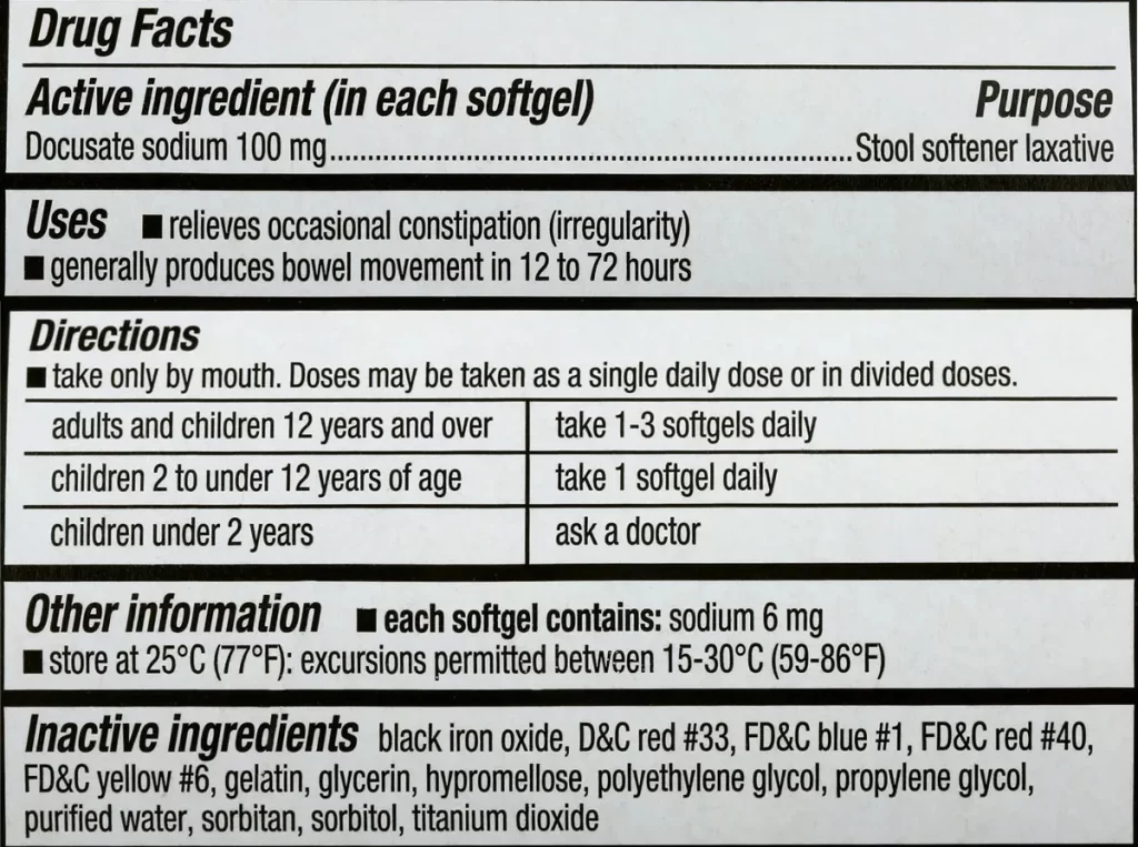 Thành phần Viên uống nhuận tràng Stool Softener Kirkland 400 viên của Mỹ