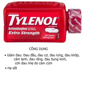 Công dụng Giảm đau Tylenol Acetaminophen Extra Strength 500mg 325 viên Mỹ