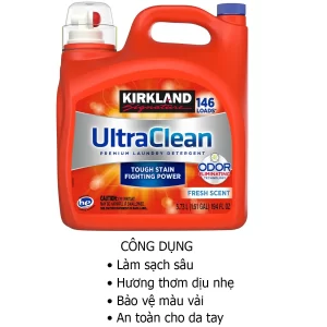 Công dụng Nước giặt Kirkland ultra clean tẩy trắng quần áo 5.73 lít của Mỹ