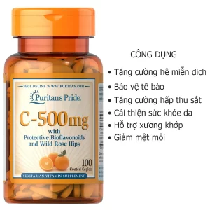Công dụng Viên uống Vitamin C 500mg Puritan's Pride 100 viên của Mỹ