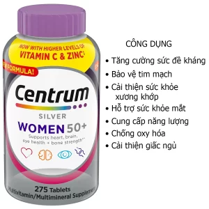 Công dụng Vitamin tổng hợp Centrum Silver Women 50+ 275 viên của Mỹ