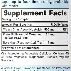 Thành phần Viên uống Vitamin C 500mg Puritan's Pride 100 viên của Mỹ