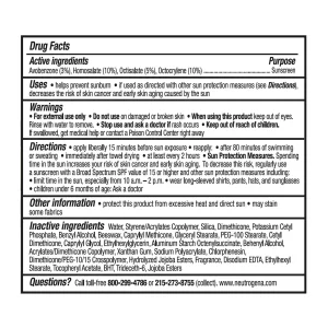 Thành phần kem chống nắng Neutrogena SPF55 Ultra Sheer set 147ml + 88ml