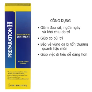 Công dụng Kem bôi trĩ Preparation H Hemorrhoidal Ointment 57g của Mỹ
