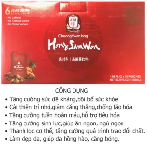 Công dụng Nước hồng sâm Hàn Quốc HongSamWon chính hãng 30 gói