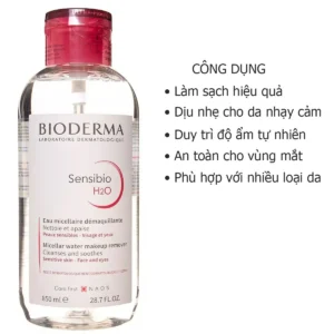 Công dụng Nước tẩy trang Bioderma hồng Sensibio H2O 850ml của Mỹ