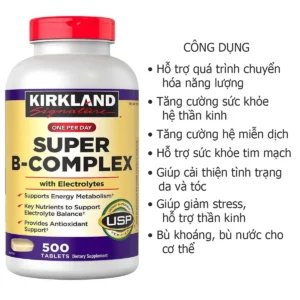 Công dụng Viên uống Vitamin B Kirkland Super B Complex 500 viên của Mỹ