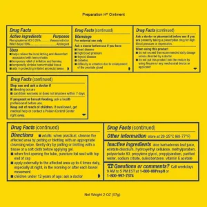 Thành phần Kem bôi trĩ Preparation H Hemorrhoidal Ointment 57g của Mỹ