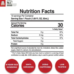 Thành phần Nước hồng sâm Hàn Quốc HongSamWon chính hãng 30 gói