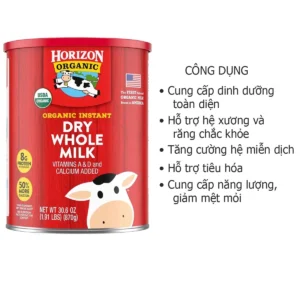 Công dụng Sữa Horizon Organic Dry Whole Milk nguyên kem dạng bột 870g