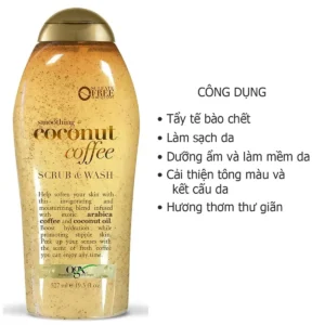 Công dụng Coconut Coffee OGX Sữa Tắm Tẩy Tế Bào Chết 577ml của Mỹ