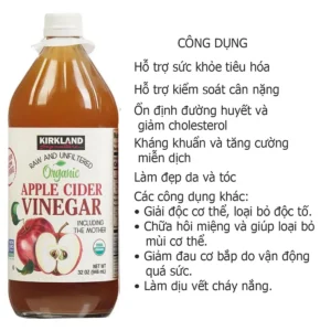 Công dụng Giấm táo hữu cơ Kirkland Organic Apple Cider Vinegar 946ml