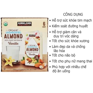 Công dụng Sữa hạnh nhân không đường Organic Almond Kirkland của Mỹ