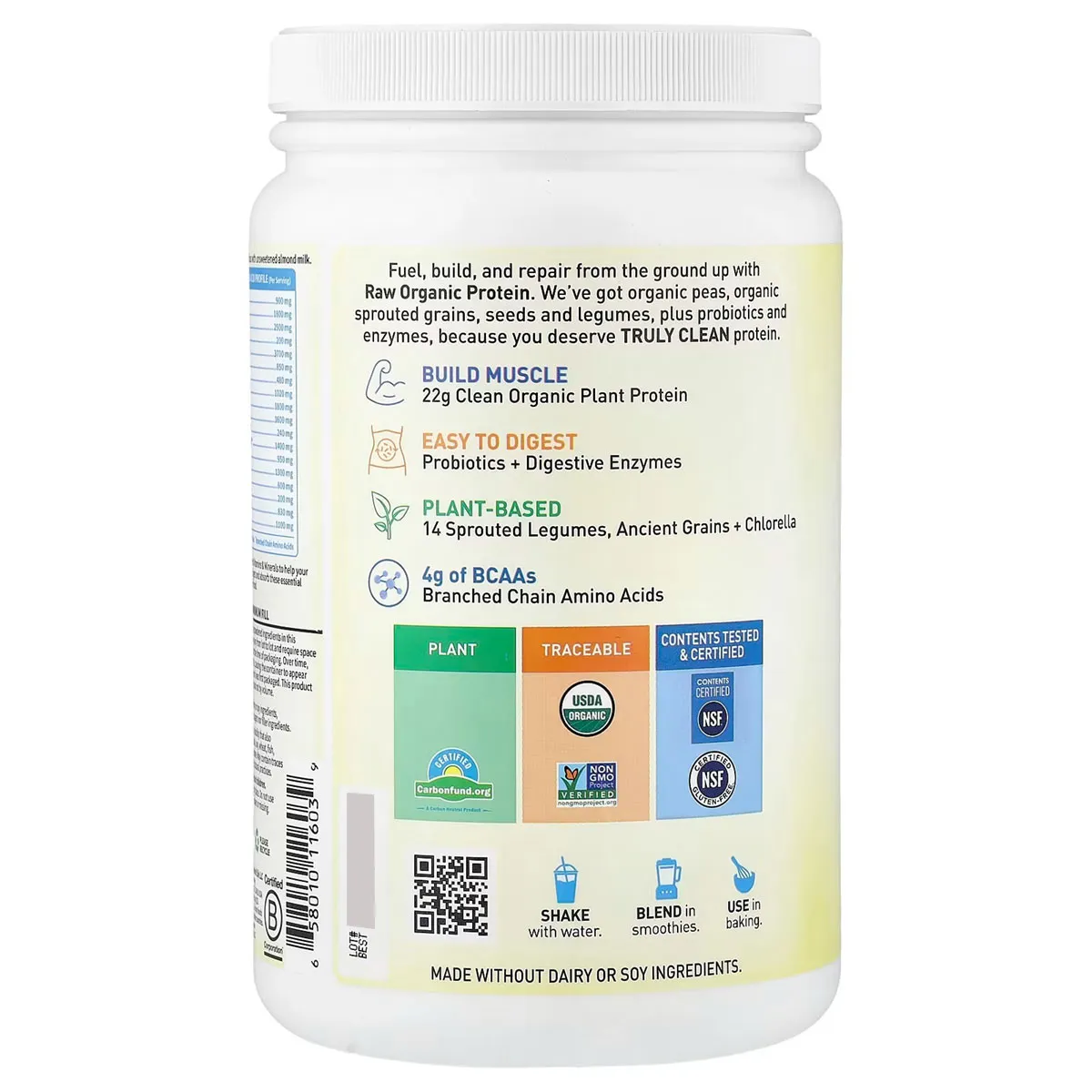 Bột Protein thực vật hữu cơ Raw Organic Protein Vanilla của Mỹ - Ảnh 2