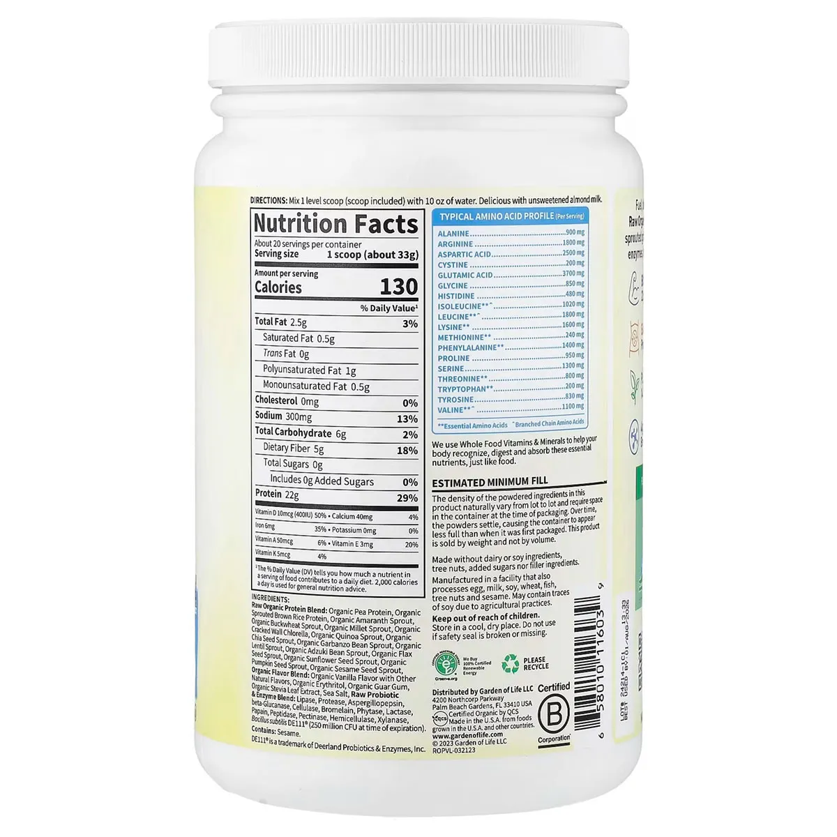 Bột Protein thực vật hữu cơ Raw Organic Protein Vanilla của Mỹ - Ảnh 3