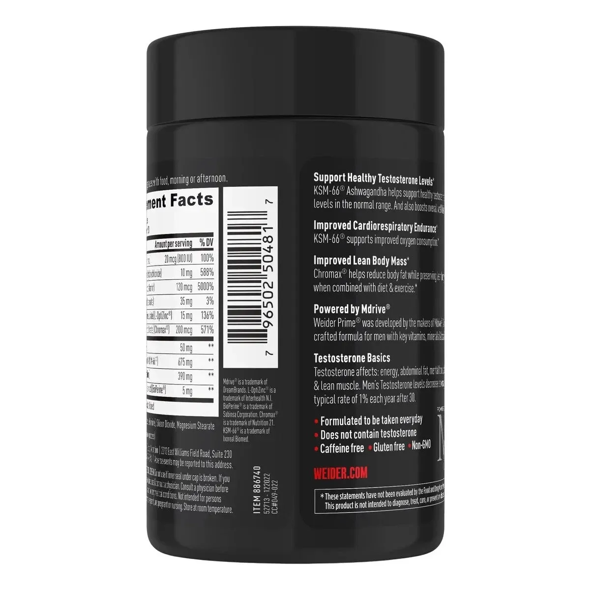 Viên tăng cường sinh lý Nam Testosterone Weider Prime Mỹ - Ảnh 3