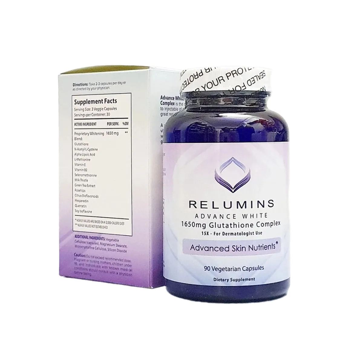 Viên trắng da Relumins Glutathione 1650mg 90 viên của Mỹ - Ảnh 2