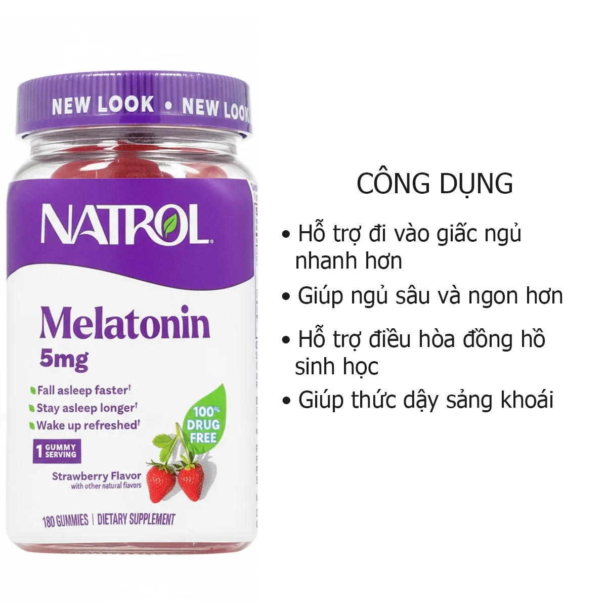 Công dụng Kẹo melatonin 5mg Natrol gummies 180 viên ngủ ngon của Mỹ