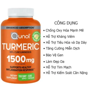 Công dụng Tinh chất nghệ Turmeric 1500mg 220 viên Qunol của Mỹ