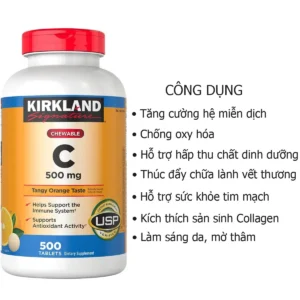 Công dụng Viên ngậm Vitamin C 500mg Kirkland 500 viên của Mỹ