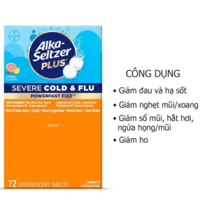 Công dụng Viên sủi trị Cảm lạnh và Cảm cúm Alka Seltzer Plus của Mỹ