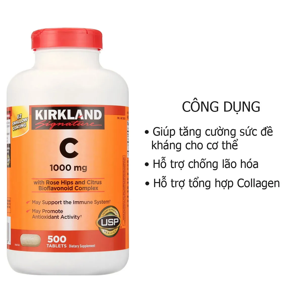 Công dụng Viên uống Vitamin C 1000mg Kirkland 500 viên của Mỹ Công dụng Viên uống Vitamin C 1000mg Kirkland 500 viên của Mỹ
