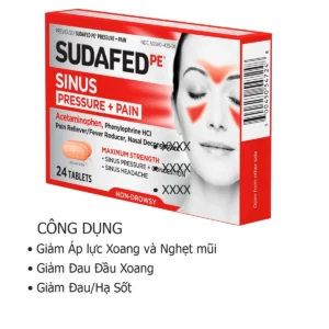 Công dụng Viên hỗ trợ trị viêm xoang Sudafed PE Sinus 24 viên của Mỹ