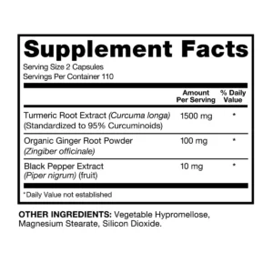 Thành phần Tinh chất nghệ Turmeric 1500mg 220 viên Qunol của Mỹ