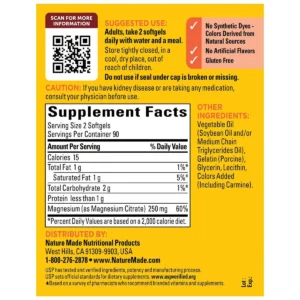 Thành phần Viên Magnesium Citrate Nature Made 250mg 180 viên của Mỹ