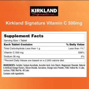 Thành phần Viên ngậm Vitamin C 500mg Kirkland 500 viên của Mỹ
