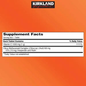 Thành phần Viên uống Vitamin C 1000mg Kirkland 500 viên của Mỹ