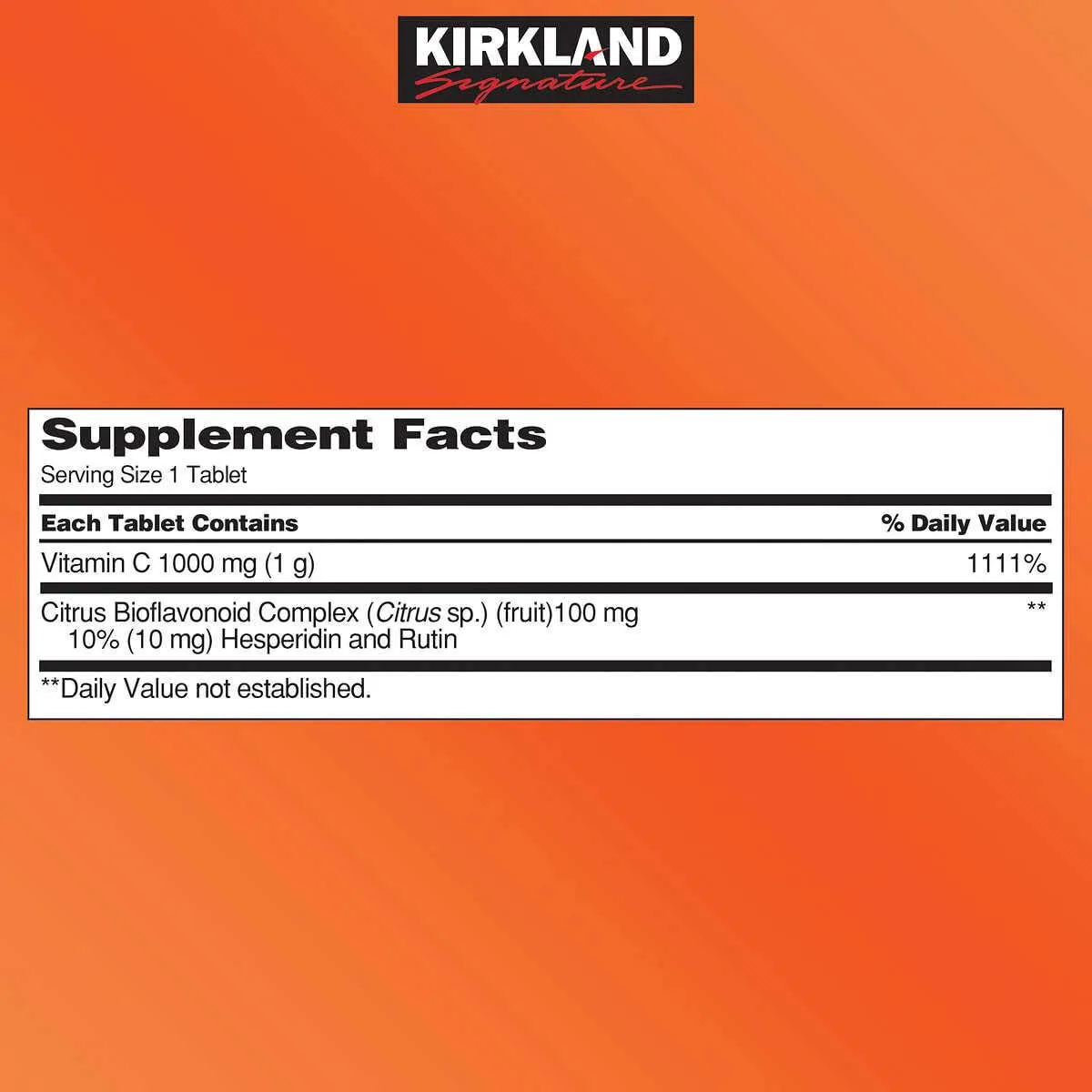 Thành phần Viên uống Vitamin C 1000mg Kirkland 500 viên của Mỹ
