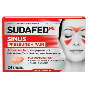 Viên hỗ trợ trị viêm xoang Sudafed PE Sinus 24 viên của Mỹ