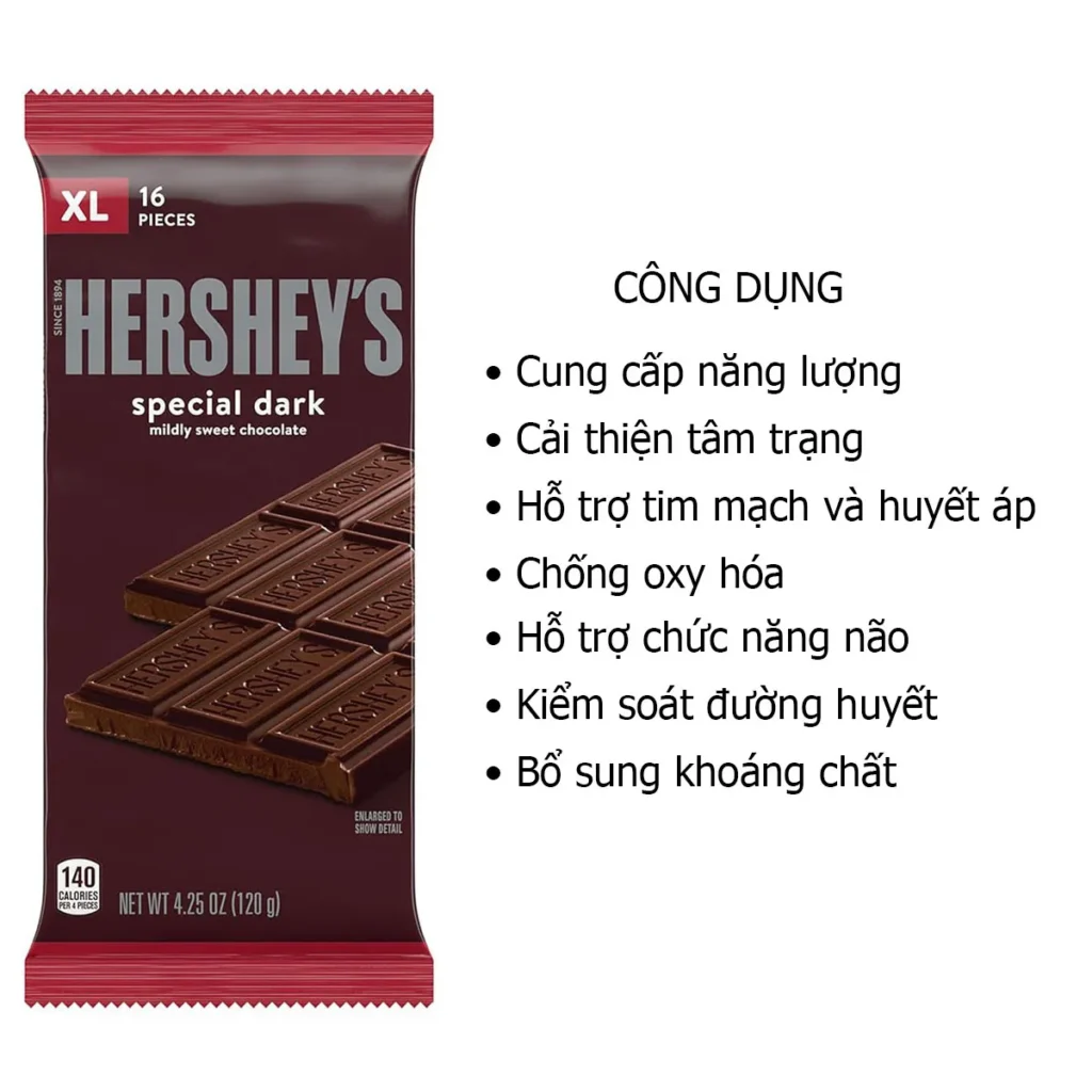 Công dụng  Thanh socola Hershey’s Special Dark Chocolate 120g của Mỹ