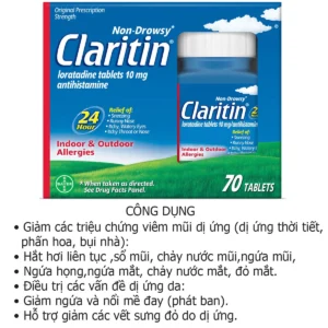 Công dụng Viên chống dị ứng Claritin Antihistamine Loratadine 10mg của Mỹ
