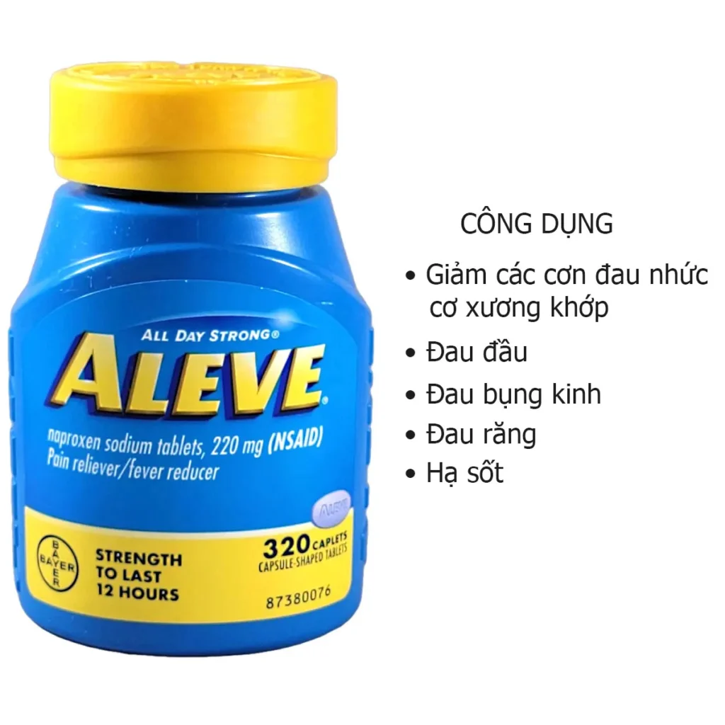 Công dụng  Viên giảm đau hạ sốt Aleve Naproxen Sodium 220mg của Mỹ