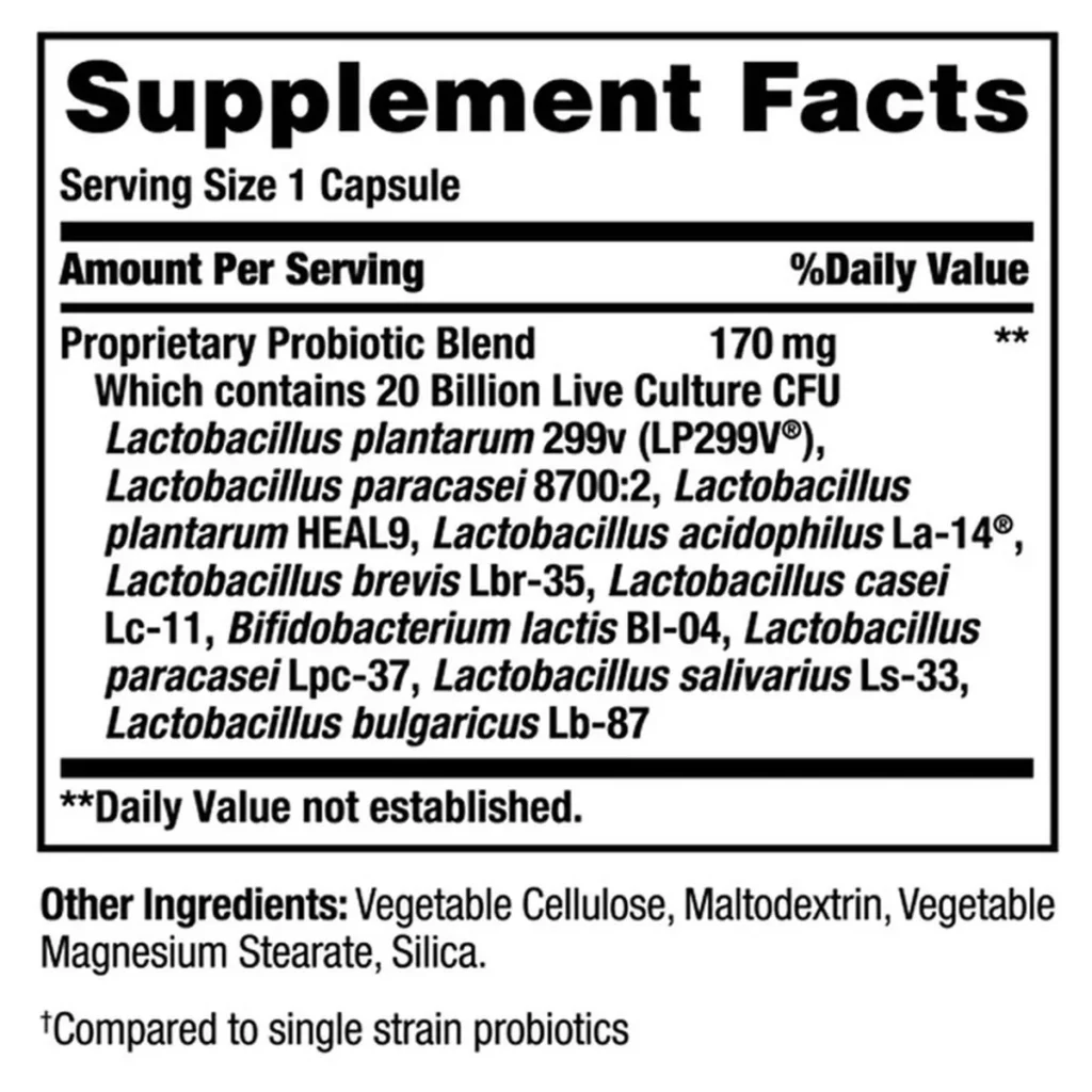 Thành phần Hỗ trợ tiêu hóa đường ruột Nature’s Bounty Probiotic 10 của Mỹ