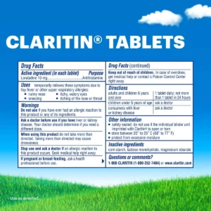 Thành phần Viên chống dị ứng Claritin Antihistamine Loratadine 10mg của Mỹ
