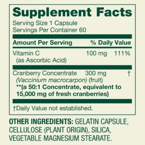 Thành phần Viên hỗ trợ tiết niệu Cranberry extra strength Spring Valley Mỹ