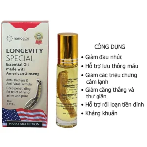 Công dụng Dầu lăn vàng sâm Nanogize Longevity Essential Oil 10ml Mỹ