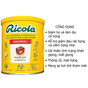 Công dụng Kẹo Ricola chiết xuất thảo dược Ricola Original 250g của Đức