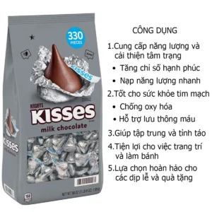 Công dụng Socola Kisses Hershey’s Milk Chocolate 1.58kg của Mỹ